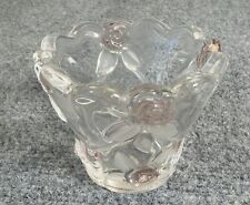 Mikasa Bella Frosted Pink Rose Clear Glass Cup Candle Holder Vintage picture