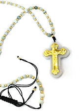 ONE ofa kInd 18k Gold Rosary Christian Gift First Communion Real Gemstone Rosary picture
