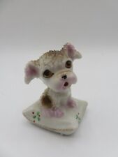 Vintage Sugared Brown and White Puppy Dog Sitting on Pillow Figurine JAPAN (1a) picture
