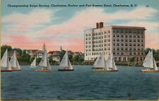 1958 Championship Snipe Racing Charleston Harbor Ft Sumter Hotel SC Postcard C30 picture