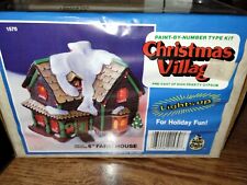 Wee Crafts Lighted Christmas Village Farm House #1570 Rare New Vintage picture