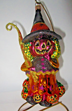 Larry Fraga Pumpkin Head Witch Jack O Lanterns Glass Halloween Ornament Signed picture