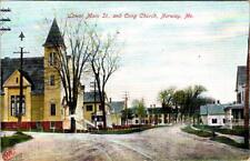 Norway ME Maine LOWER MAIN STREET SCENE~Congregational Church/Home 1910 Postcard picture