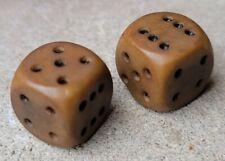 Old Antique Vtg Bakelite Catalan Dice 5/8 Rounded Corners Butterscotch picture