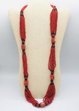 Vtg Native American Indian Natural Un-dyed Red Coral 20 Strands Necklace 36” picture
