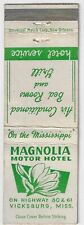 Magnolia Motor Hotel Vicksburg Miss. Empty Matchcover picture