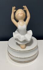 VTG Schmid Rotating Ballerina Music Box Plays Swan Lake Made in Japan gold trim picture