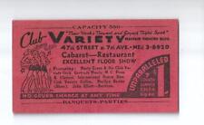 Club Variety - Cabaret & Restaurant - 1937 New York - Mayfair Theatre, Ticket picture