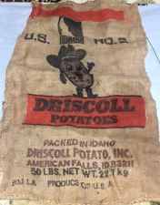 Vintage Driscoll American Falls Idaho Potatoes 50 Pounds Burlap Bag picture