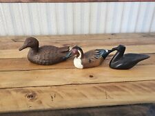 3 Vintage Hand Carved Wood Ducks Lot 5-8