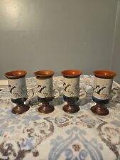 Vintage Otagiri Japan Footed Irish Coffee Cups Mugs Hand Crafted Stoneware Set 4 picture