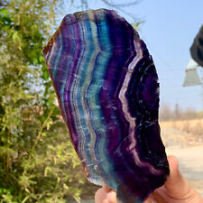 425G  Natural beautiful Rainbow Fluorite Crystal Rough stone specimens cure picture