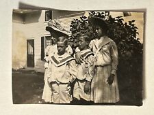 c1910s Photo Two Boys Brothers in Matching Sailor Suits Sisters Girls Dress Hat picture