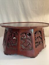 Vintage red brown lacquer low Asian octagonal tea or coffee table or plant stand picture