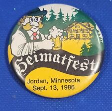 Heimatfest Jordan Minnesota 1986 Vintage Pinback Button picture