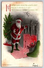 Christmas  Santa Claus at Fireplace  1906  Embossed “Christmas Series No. 7” picture