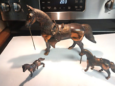 3 Vintage Copper Bronze Brass Horse  Statue Figures picture