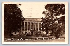 c1945 RPPC Lyon County Courthouse ROCK RAPIDS Iowa, Nice Msg VINTAGE Postcard 1c picture