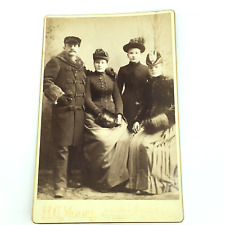 Antique CDV Handsome Family Photo Husband Wife Daughters Fur Muff Victorian picture