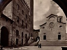 Postcard RPPC S. Gimignano Piazza del Duoma black white outside cathedral picture