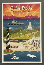 Outer Banks, North Carolina - Retro Scenes - Lantern Press Postcard picture