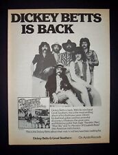 Dickey Betts & Great Southern 1977 Short Print Poster Type Ad, Promo Advert picture