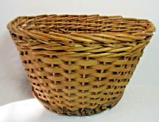 Antique Wicker Basket Half-Round Wood Bottom Wall Table Half Moon Basket Vintage picture