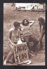REAL PHOTO WOODSTOCK NEW YORK MUSIC FESTIVAL HIPPIES 1969 POSTCARD COPY picture