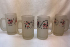 Vtg 4pc Frosted Glass OH MY DARLING Old Songs Dancing Tankard Mug Beer Steins picture