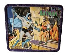 VINTAGE 1966 BATMAN AND ROBIN METAL LUNCHBOX LUNCH BOX BY ALADDIN NO THERMOS picture