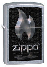 Zippo Windproof Street Chrome Lighter With Flame And Logo, # 28445, New In Box picture