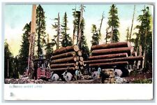 Postcard Clearing Wheat Land Lumberjacks Tree Logs Scene c1905's Antique Tuck picture