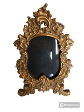Gilded Gold Ornate Wood Rococo Frame Ornate Cherubs 12”tall 8” Across Bottom picture