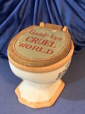 Vintage Goodbye Cruel World Person In Toilet Farewell Figurine Japan Ceramic picture