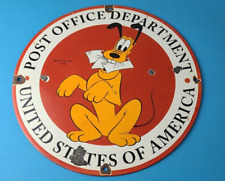 Vintage Post Office Department Sign -  US MAIL Carrier Gas Pump Porcelain Sign picture