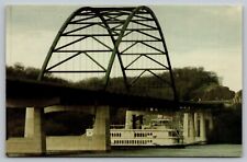 Postcard The Mississippi Belle Under Iowa-Wisconsin Bridge VTG   I4 picture