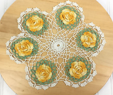 Vintage Yellow Ombre Flower Crochet Doily 12