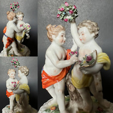 Vintage Antique Meissen Cherubs Garlands Swags Triumph Bouquet Apply Flowers 5.5 picture