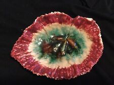 Vintage Colorful Majolica Begonia Leaf Dish 7 1/2