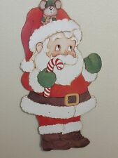 VTG Christmas Holiday SANTA CLAUS w/ Mouse & Candy cane Die-Cut Riveted Legs Arm picture