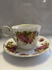 Regency English Bone China Tea Cup Saucer Roses Gold  picture