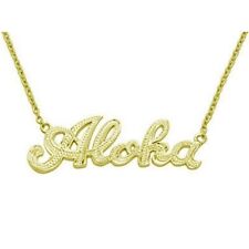 Hawaiian Heirloom Jewelry Sterling Silver Aloha Pendant with 14k Gold Finish picture