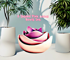 Unique Ceramic Nesting 5 Lotus Bowls PInk- Mauve Shaded Sets- Housewarming Gift picture