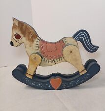 Vintage Handpainted Wooden Miniature Rocking Horse Colorful Folk Art Kitsch... picture