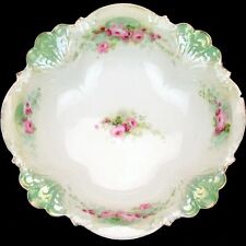RS Prussia Porcelain Lusterware Fruit Bowl Lithograph Roses Red Mark  picture