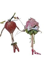 2 Patience Brewster Krinkles Valentine Bouquet & Strawberry Mini Ornaments AS IS picture