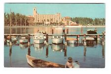 Vtg Postcard St Petersburg Florida Yacht Basin ~ Old Wood Fishing Boats  ~ Pier  picture