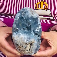 1500G HUGE Natural Blue Celestite Crystal Geode Cave Mineral Specimen 666 picture