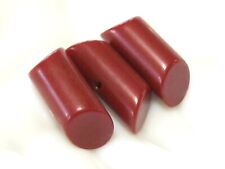 LOT / SET OF THREE LIPSTICK RED ART DECO BEVELED END LOG TUBE BAKELITE BUTTONS picture