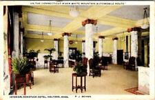 Holyoke MA Massachusetts NONOTUCK HOTEL Lobby View ca1920's Advertising Postcard picture